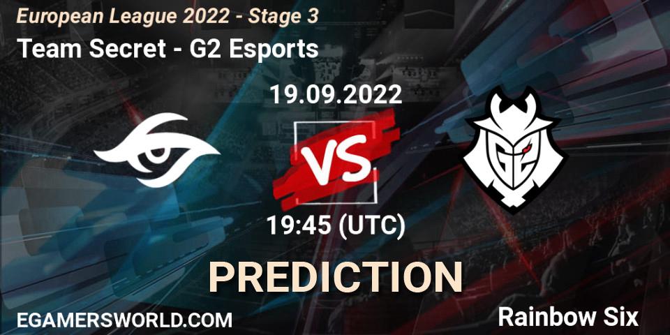 Team Secret - G2 Esports: ennuste. 19.09.2022 at 19:45, Rainbow Six, European League 2022 - Stage 3