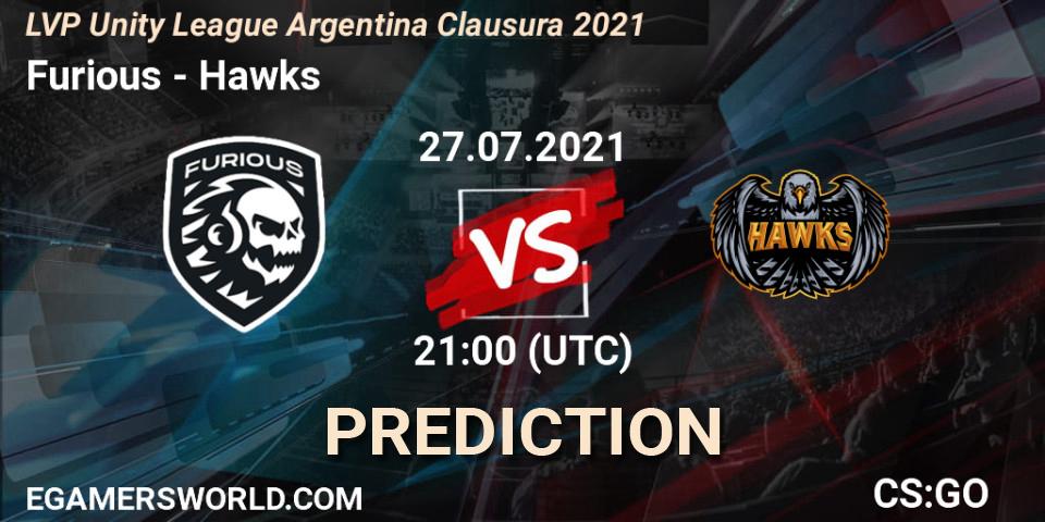 Furious - Hawks: ennuste. 27.07.21, CS2 (CS:GO), LVP Unity League Argentina Clausura 2021