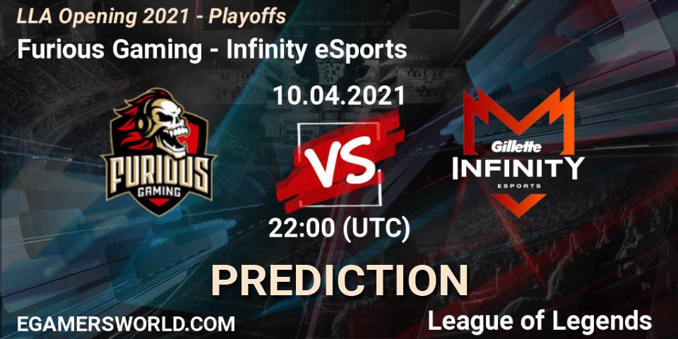 Furious Gaming - Infinity eSports: ennuste. 10.04.2021 at 22:00, LoL, LLA Opening 2021 - Playoffs