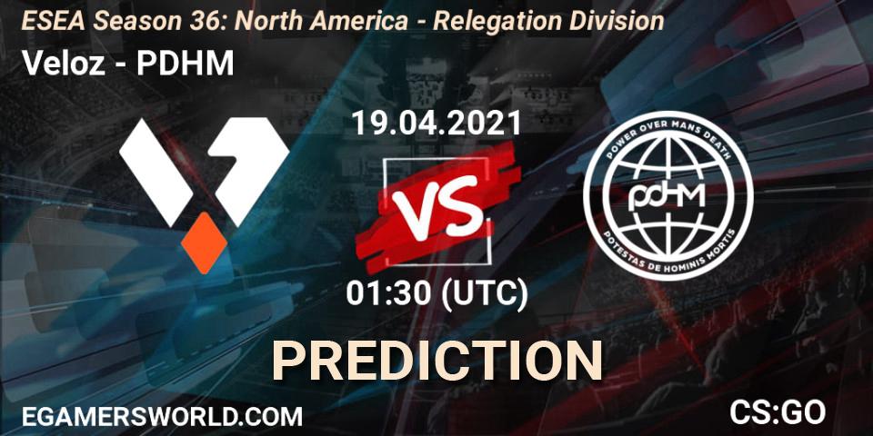 Veloz - PDHM: ennuste. 19.04.2021 at 01:30, Counter-Strike (CS2), ESEA Season 36: North America - Relegation Division