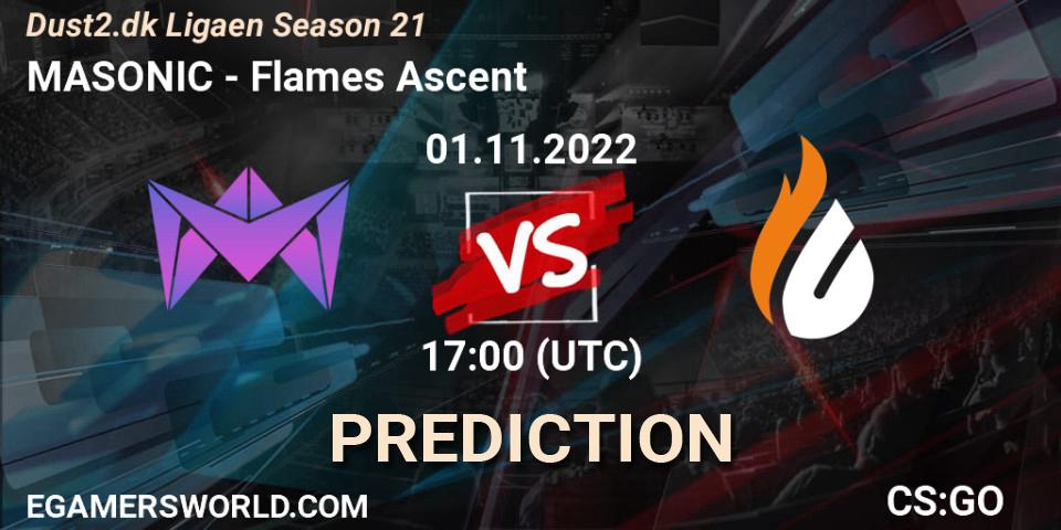 MASONIC - Flames Ascent: ennuste. 09.11.2022 at 17:00, Counter-Strike (CS2), Dust2.dk Ligaen Season 21
