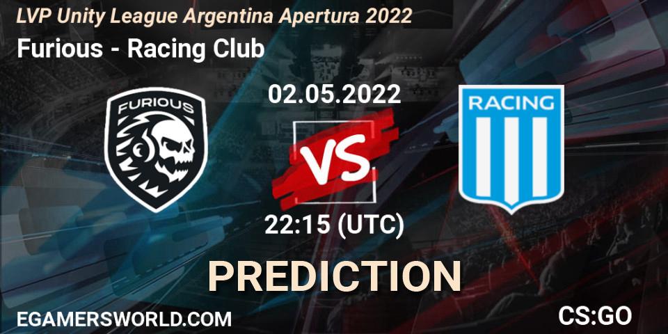 Furious - Racing Club: ennuste. 02.05.2022 at 22:15, Counter-Strike (CS2), LVP Unity League Argentina Apertura 2022