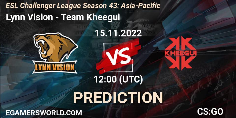 Lynn Vision - Team Kheegui: ennuste. 15.11.2022 at 12:00, Counter-Strike (CS2), ESL Challenger League Season 43: Asia-Pacific