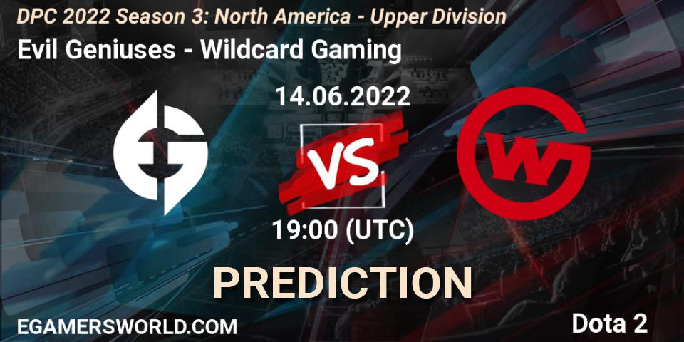 Evil Geniuses - Wildcard Gaming: ennuste. 14.06.2022 at 19:02, Dota 2, DPC NA 2021/2022 Tour 3: Division I