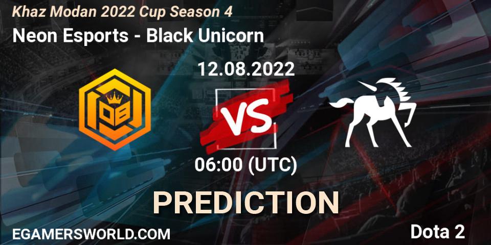 Neon Esports - Black Unicorn: ennuste. 12.08.2022 at 06:21, Dota 2, Khaz Modan 2022 Cup Season 4