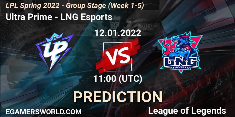 Ultra Prime - LNG Esports: ennuste. 12.01.2022 at 11:00, LoL, LPL Spring 2022 - Group Stage (Week 1-5)