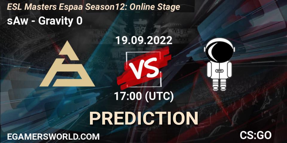 sAw - Gravity 0: ennuste. 19.09.2022 at 17:00, Counter-Strike (CS2), ESL Masters España Season 12: Online Stage