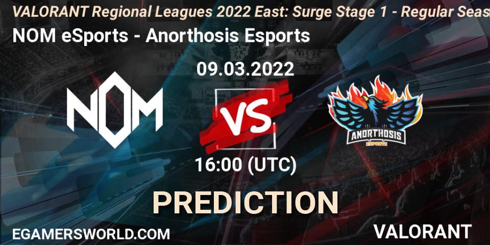 NOM eSports - Anorthosis Esports: ennuste. 09.03.2022 at 16:00, VALORANT, VALORANT Regional Leagues 2022 East: Surge Stage 1 - Regular Season