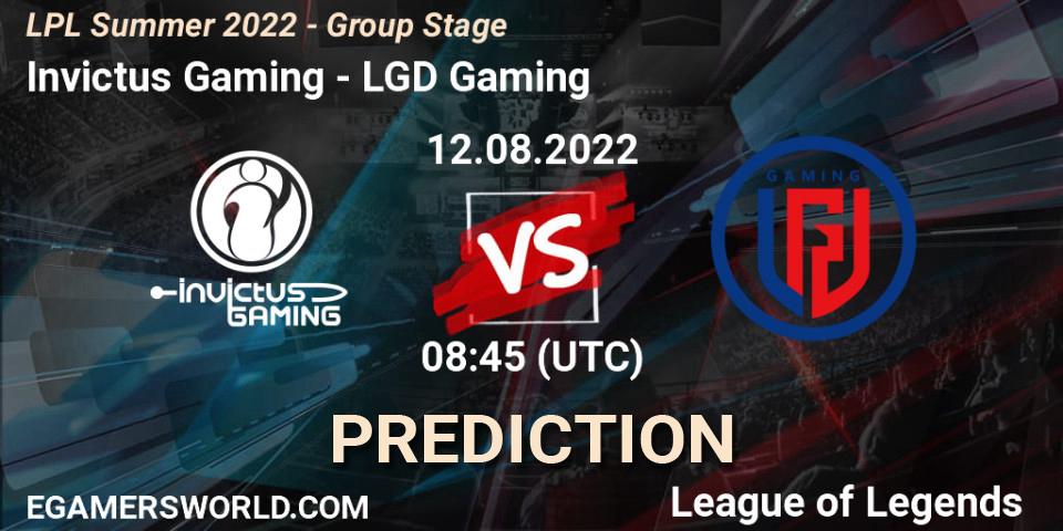 Invictus Gaming - LGD Gaming: ennuste. 12.08.22, LoL, LPL Summer 2022 - Group Stage