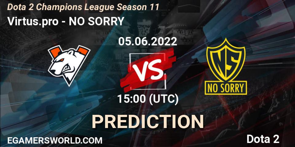 Virtus.pro - NO SORRY: ennuste. 05.06.2022 at 15:00, Dota 2, Dota 2 Champions League Season 11