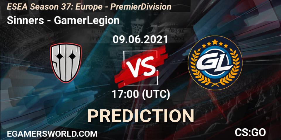 Sinners - GamerLegion: ennuste. 09.06.2021 at 17:00, Counter-Strike (CS2), ESEA Season 37: Europe - Premier Division