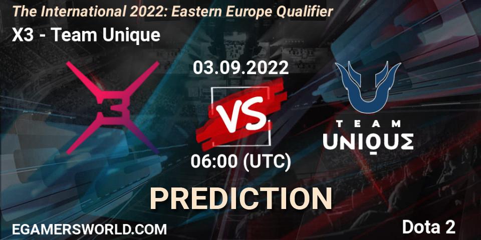 X3 - Team Unique: ennuste. 03.09.22, Dota 2, The International 2022: Eastern Europe Qualifier
