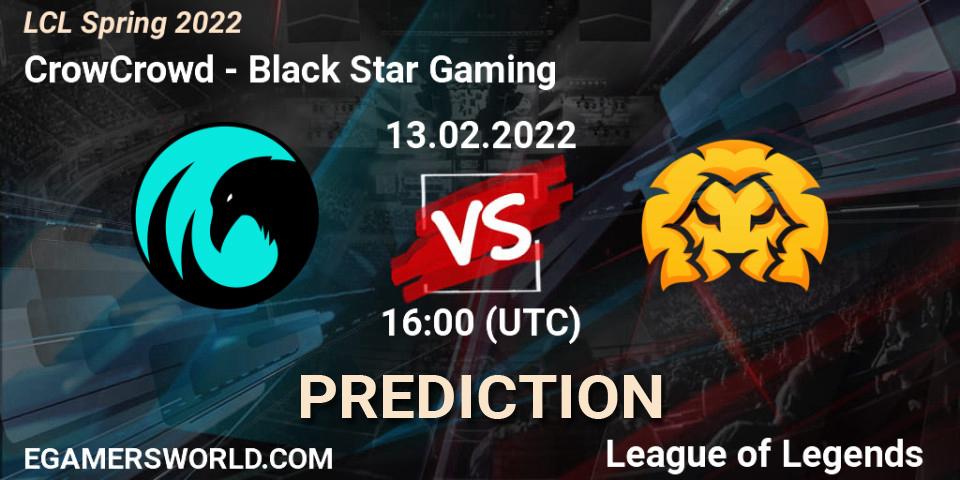 CrowCrowd - Black Star Gaming: ennuste. 13.02.2022 at 16:00, LoL, LCL Spring 2022