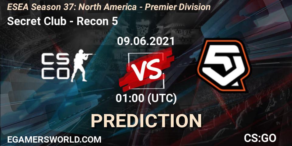 Secret Club - Recon 5: ennuste. 09.06.2021 at 01:00, Counter-Strike (CS2), ESEA Season 37: North America - Premier Division