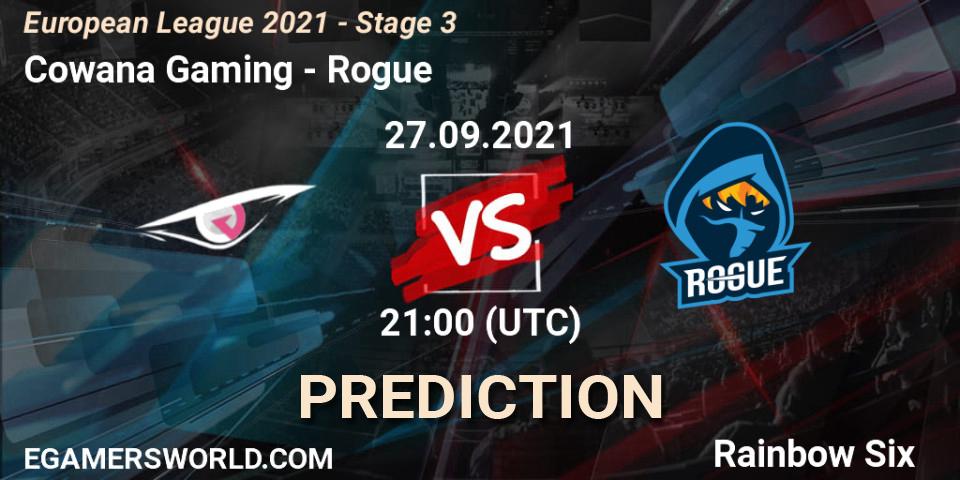 Cowana Gaming - Rogue: ennuste. 27.09.2021 at 21:00, Rainbow Six, European League 2021 - Stage 3