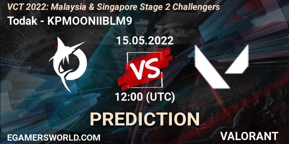 Todak - KPMOONIIBLM9: ennuste. 15.05.2022 at 09:10, VALORANT, VCT 2022: Malaysia & Singapore Stage 2 Challengers
