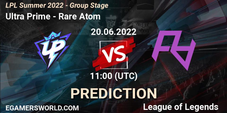 Ultra Prime - Rare Atom: ennuste. 20.06.2022 at 11:30, LoL, LPL Summer 2022 - Group Stage