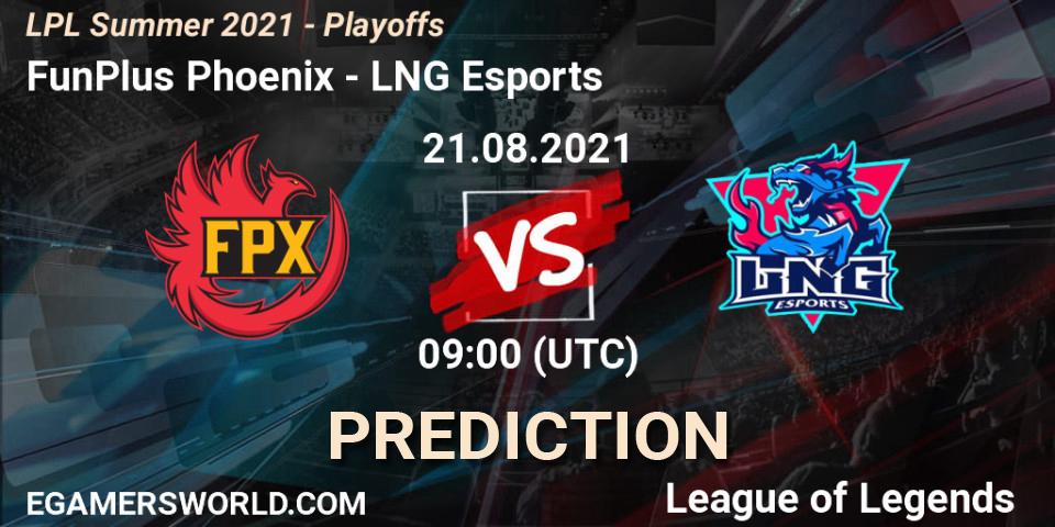 FunPlus Phoenix - LNG Esports: ennuste. 21.08.21, LoL, LPL Summer 2021 - Playoffs