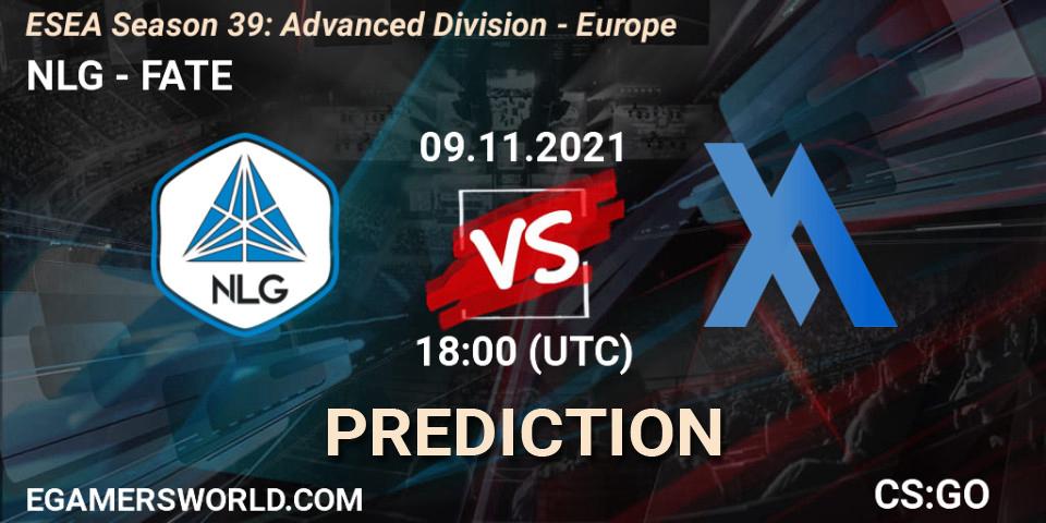 NLG - FATE: ennuste. 09.11.2021 at 18:00, Counter-Strike (CS2), ESEA Season 39: Advanced Division - Europe
