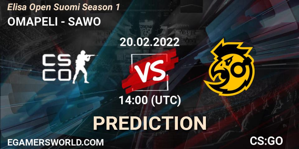 OMAPELI - SAWO: ennuste. 20.02.2022 at 14:00, Counter-Strike (CS2), Elisa Open Suomi Season 1