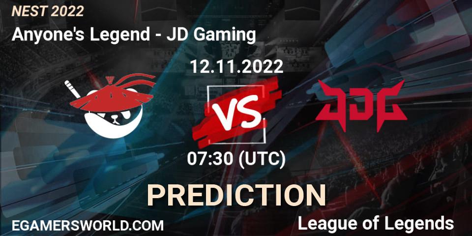 Anyone's Legend - JD Gaming: ennuste. 12.11.2022 at 08:00, LoL, NEST 2022