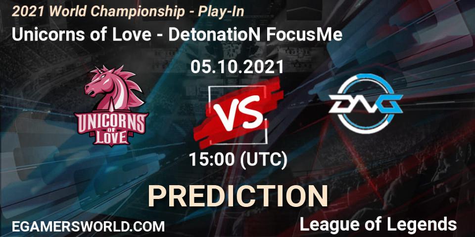 Unicorns of Love - DetonatioN FocusMe: ennuste. 05.10.21, LoL, 2021 World Championship - Play-In