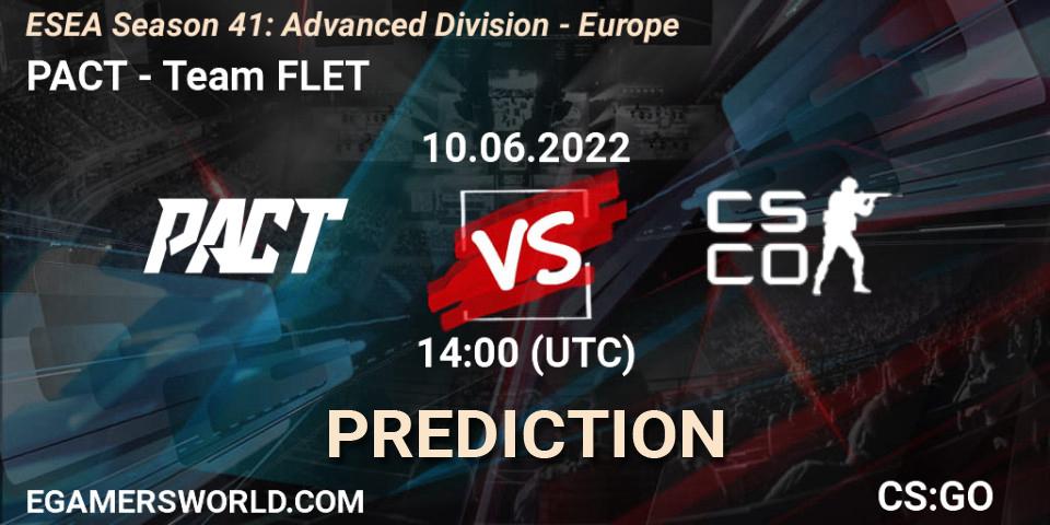 PACT - Team FLET: ennuste. 10.06.2022 at 14:00, Counter-Strike (CS2), ESEA Season 41: Advanced Division - Europe