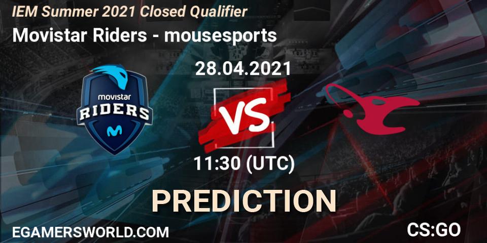 Movistar Riders - mousesports: ennuste. 28.04.2021 at 11:30, Counter-Strike (CS2), IEM Summer 2021 Closed Qualifier