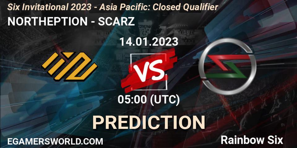 NORTHEPTION - SCARZ: ennuste. 14.01.2023 at 05:00, Rainbow Six, Six Invitational 2023 - Asia Pacific: Closed Qualifier