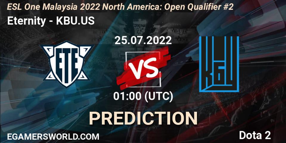 Eternity - KBU.US: ennuste. 25.07.2022 at 01:02, Dota 2, ESL One Malaysia 2022 North America: Open Qualifier #2