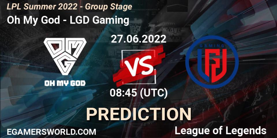 Oh My God - LGD Gaming: ennuste. 27.06.22, LoL, LPL Summer 2022 - Group Stage