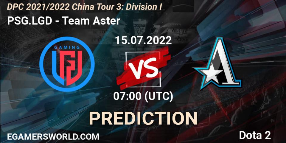 PSG.LGD - Team Aster: ennuste. 15.07.22, Dota 2, DPC 2021/2022 China Tour 3: Division I