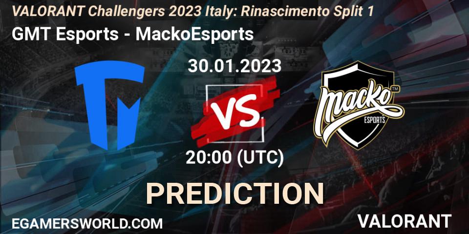 GMT Esports - MackoEsports: ennuste. 30.01.23, VALORANT, VALORANT Challengers 2023 Italy: Rinascimento Split 1