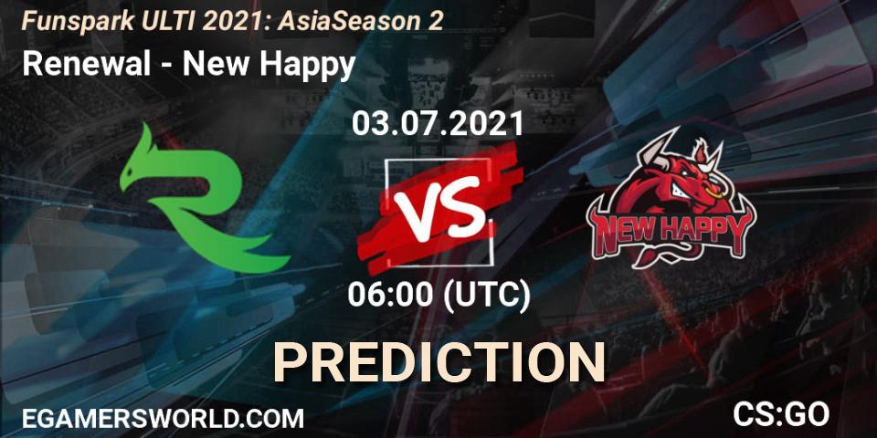 Renewal - New Happy: ennuste. 03.07.2021 at 06:00, Counter-Strike (CS2), Funspark ULTI 2021: Asia Season 2