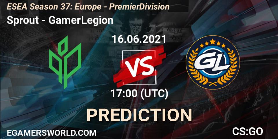 Sprout - GamerLegion: ennuste. 16.06.2021 at 17:00, Counter-Strike (CS2), ESEA Season 37: Europe - Premier Division