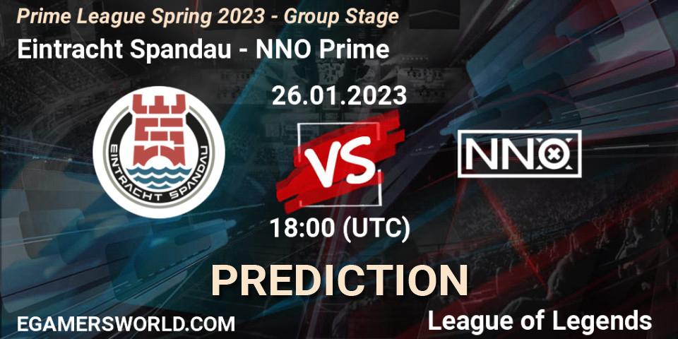 Eintracht Spandau - NNO Prime: ennuste. 26.01.2023 at 19:00, LoL, Prime League Spring 2023 - Group Stage