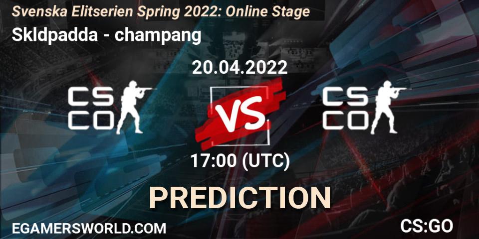 Sköldpadda - champang: ennuste. 20.04.2022 at 17:00, Counter-Strike (CS2), Svenska Elitserien Spring 2022: Online Stage