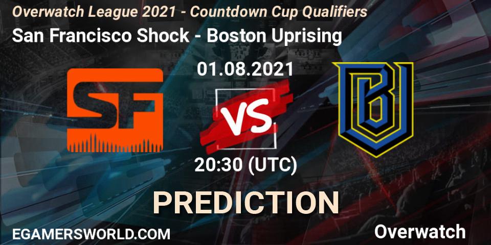 San Francisco Shock - Boston Uprising: ennuste. 01.08.2021 at 20:30, Overwatch, Overwatch League 2021 - Countdown Cup Qualifiers