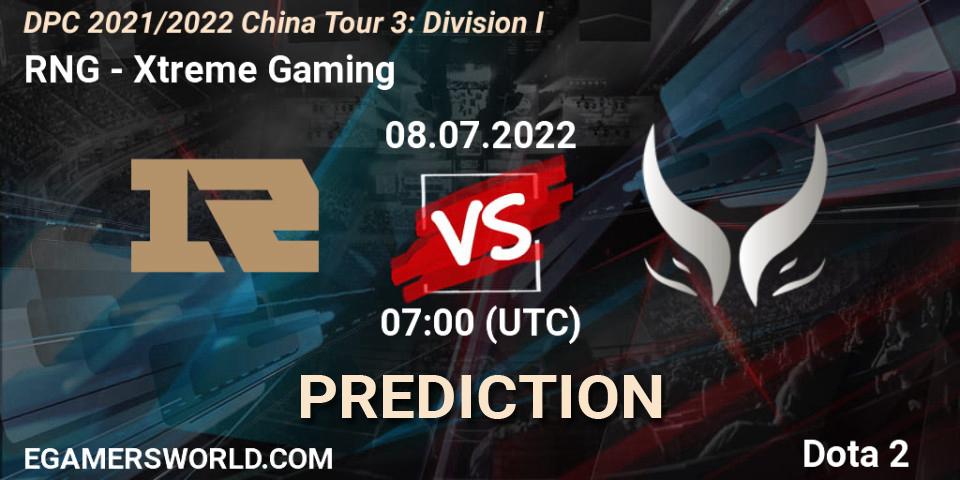 RNG - Xtreme Gaming: ennuste. 08.07.22, Dota 2, DPC 2021/2022 China Tour 3: Division I