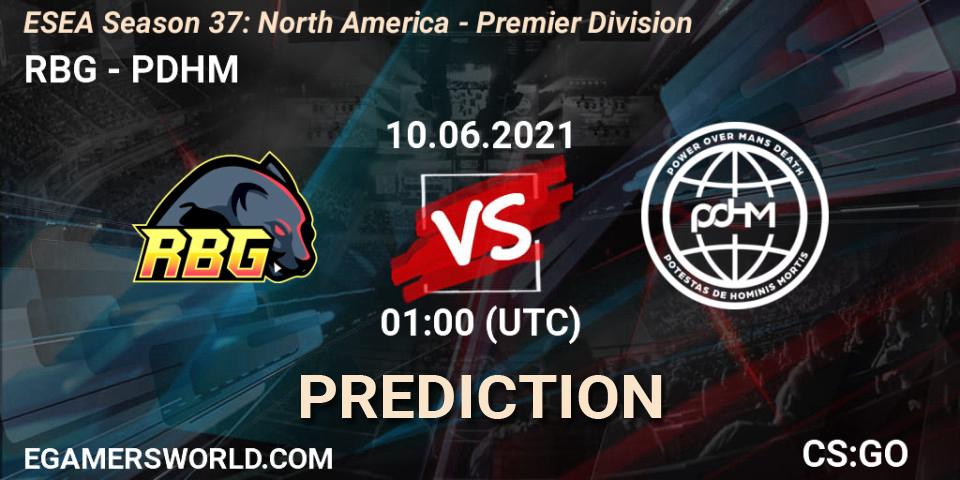 RBG - PDHM: ennuste. 10.06.2021 at 01:00, Counter-Strike (CS2), ESEA Season 37: North America - Premier Division