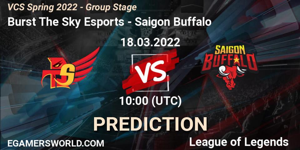 Burst The Sky Esports - Saigon Buffalo: ennuste. 18.03.2022 at 10:00, LoL, VCS Spring 2022 - Group Stage 
