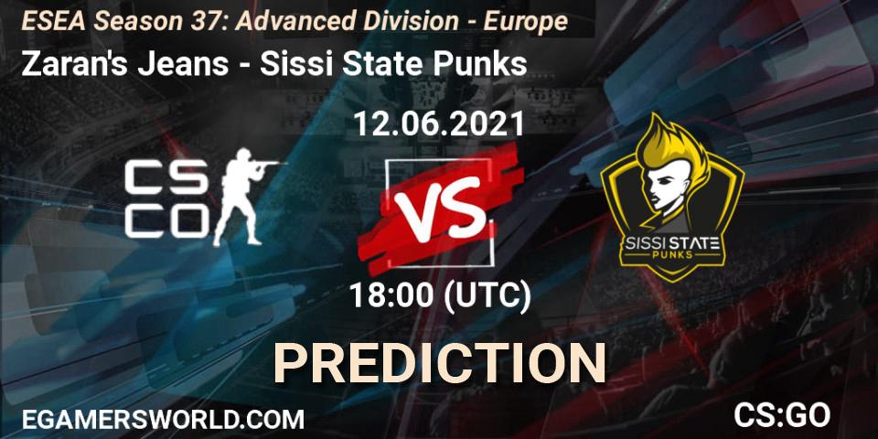 Zaran's Jeans - Sissi State Punks: ennuste. 12.06.2021 at 18:00, Counter-Strike (CS2), ESEA Season 37: Advanced Division - Europe
