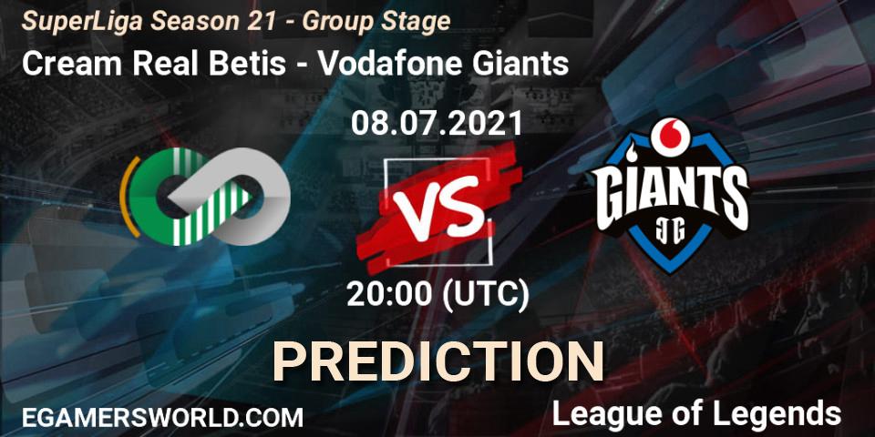 Cream Real Betis - Vodafone Giants: ennuste. 08.07.2021 at 20:00, LoL, SuperLiga Season 21 - Group Stage 
