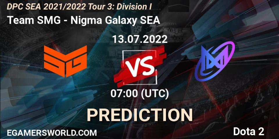 Team SMG - Nigma Galaxy SEA: ennuste. 13.07.2022 at 07:20, Dota 2, DPC SEA 2021/2022 Tour 3: Division I