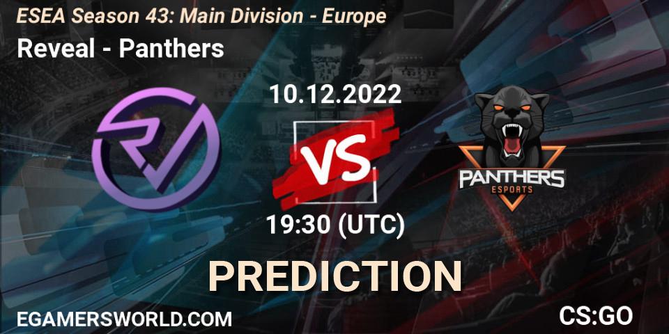 Reveal - Panthers: ennuste. 10.12.2022 at 19:00, Counter-Strike (CS2), ESEA Season 43: Main Division - Europe
