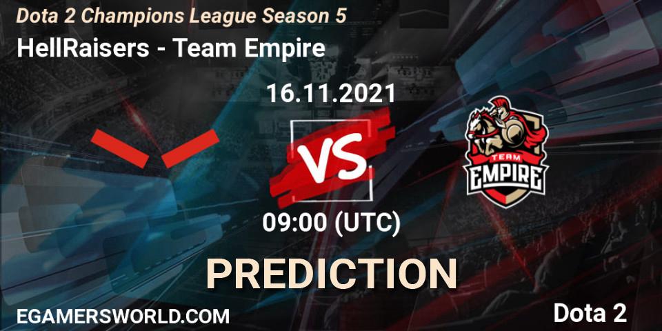 HellRaisers - Team Empire: ennuste. 16.11.2021 at 09:00, Dota 2, Dota 2 Champions League 2021 Season 5