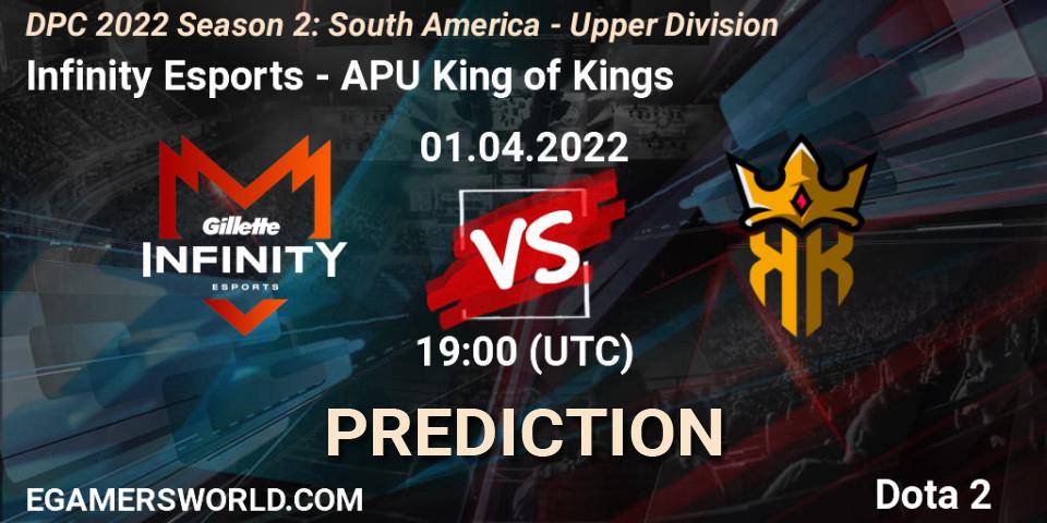 Infinity Esports - APU King of Kings: ennuste. 01.04.2022 at 19:07, Dota 2, DPC 2021/2022 Tour 2 (Season 2): SA Division I (Upper)