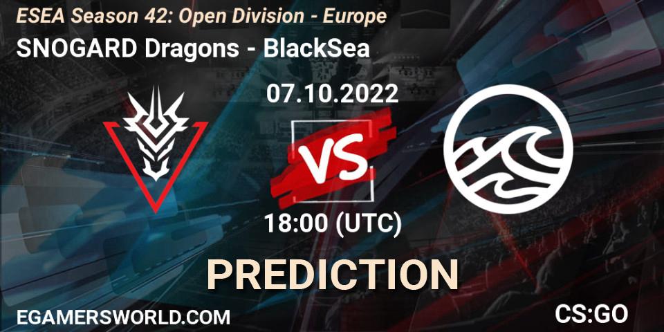SNOGARD Dragons - BlackSea: ennuste. 07.10.2022 at 18:00, Counter-Strike (CS2), ESEA Season 42: Open Division - Europe
