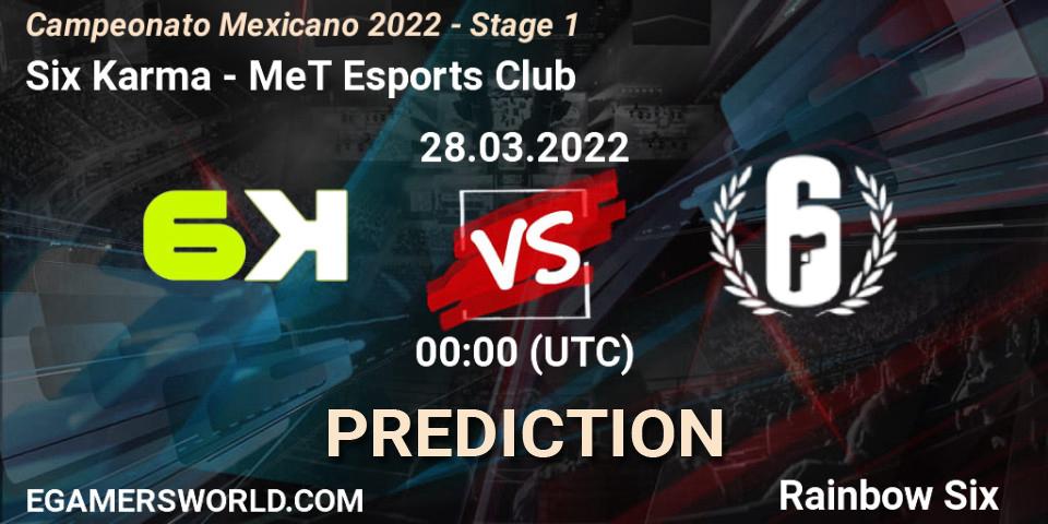 Six Karma - MeT Esports Club: ennuste. 28.03.2022 at 00:00, Rainbow Six, Campeonato Mexicano 2022 - Stage 1