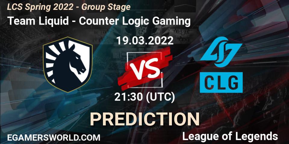Team Liquid - Counter Logic Gaming: ennuste. 19.03.22, LoL, LCS Spring 2022 - Group Stage